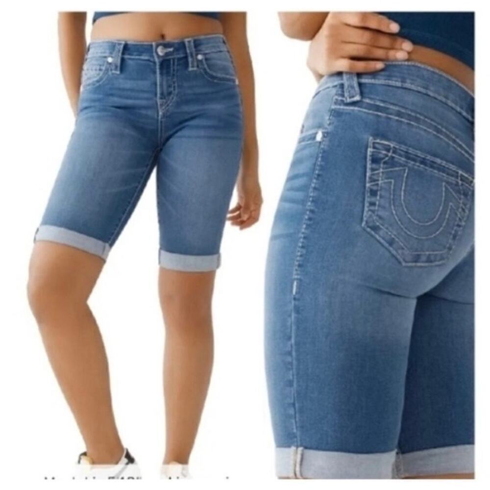 True Religion Blue Denim Bermuda Jean Shorts